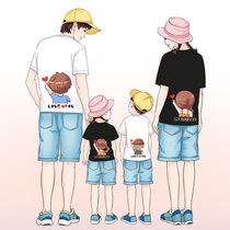 Summer large size parent-child clothing A family of four A family of three Summer clothing net red t-shirt high-end family clothing family portrait clothes