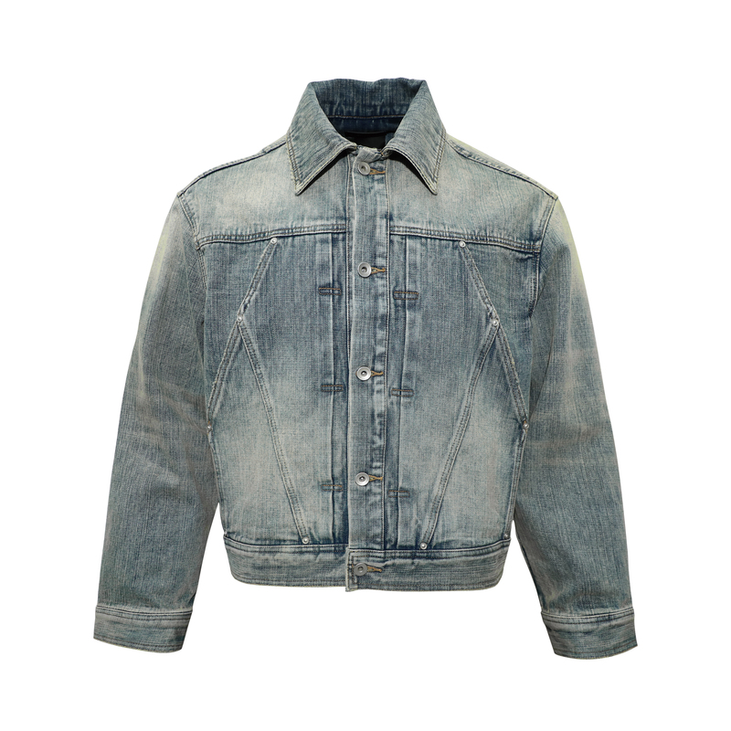 Epower Presents | Custom-Woven Fabric, Three-Dimensional Tailoring, Rivets, Washed Slub Blue Denim Jacket