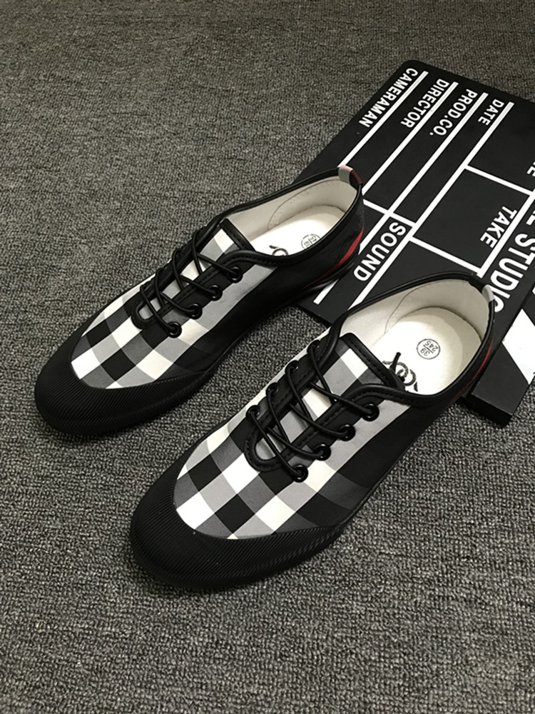 Fast hand net red with new low bunch of low help men's shoe plaid wave casual shoes flat bottom plate shoes society little boy sails shoes-Taobao