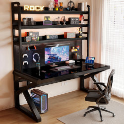 Tempered Glass Computer Desk Desktop Bedroom Home Gaming Desk Desk Bookshelf Integrated Desk Study Desk Office Desk