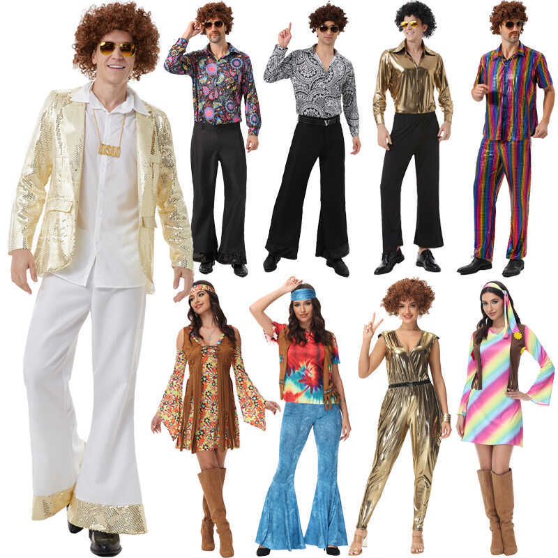Halloween Costume 70S Retro Disco Outfit Bar Masquerade Cosplay Hippie Nightclub Performance