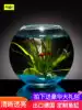 Thickened custom creative transparent round glass fish tank living room small turtle tank Ecological goldfish tank Lazy household