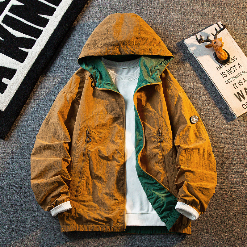 Hpcp Outdoor Three-Proof Functional Reversible Jacket for Men, Spring and Autumn Men's Casual Trendy Windbreaker Jacket