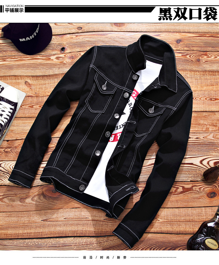Mùa xuân và mùa thu nam Áo khoác denim mỏng Hàn Quốc Một bộ áo khoác đẹp hợp thời trang với quần áo - Cao bồi phong cách vintage nam