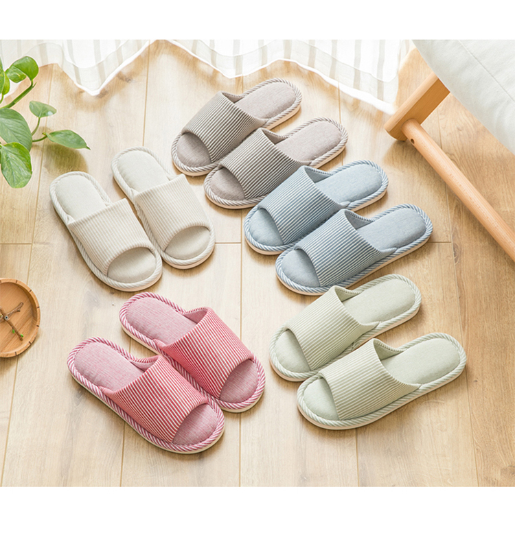 Dép đi trong nhà bằng vải cotton và vải lanh nữ câm nhà trong nhà vài tầng nhà mềm mại - Trang chủ mua dép đi trong nhà