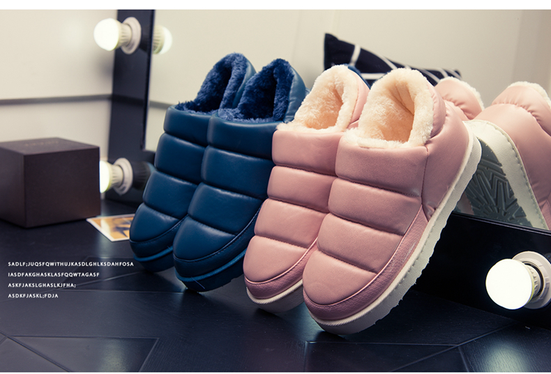 Dép cotton Pu nữ túi xách có đế dày nam mùa đông ấm đôi không thấm nước trong nhà giày chống trượt trong tháng dép nhựa đi trong nhà tắm