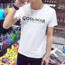 Mùa hè Hàn Quốc in nam ngắn tay T-shirt cổ tròn nửa tay t-shirt trắng t 桖 Slim quần áo xu hướng Áo phông ngắn