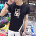 Mùa hè Hàn Quốc in nam ngắn tay T-shirt cổ tròn nửa tay t-shirt trắng t 桖 Slim quần áo xu hướng Áo phông ngắn