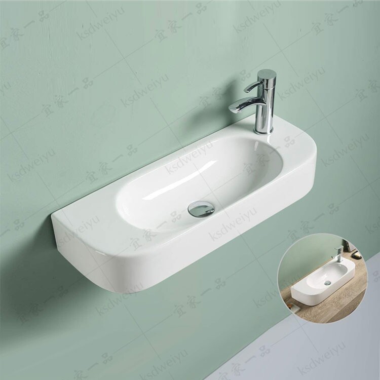 Wall-mounted washbasin Washbasin Balcony Washbasin Narrow Wall-mounted Surface Basin Small Size Ultra Small Extremely Narrow Ceramic Basin Slim