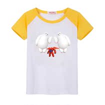 Childrens short-sleeved T-shirt Xia Super Neng Marine Corps Big White Eyespun Cartoon Body Wear Boys Top