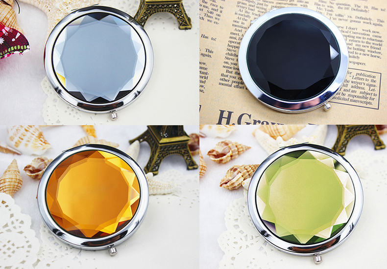 Buren xách tay tinh thể kim loại trang điểm gương nhỏ gương trang điểm gấp đôi gương 0002 - Gương gương đèn led phòng ngủ