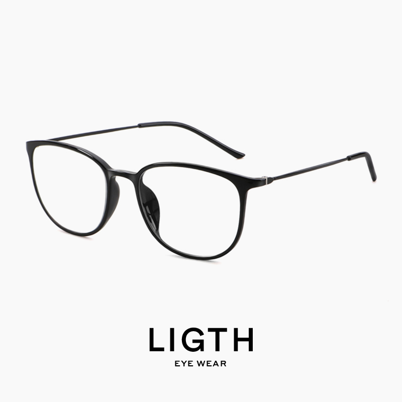 Richio retro plastic-steel titanium round frame female anti-blue light discoloration flat light glasses mobile phone radiation-proof male myopia