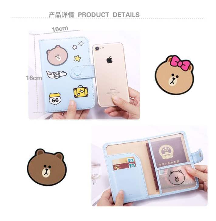 Hộ chiếu cặp đôi dễ thương Hàn Quốc giữ vé dài túi hộ chiếu đa chức năng lưu trữ tài liệu túi chống thấm bảo vệ - Túi thông tin xác thực túi đeo chéo nữ hàng hiệu
