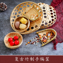 Photo props hand-woven mini basket small round basket small dustpan gourmet dry goods decoration photography background cloth