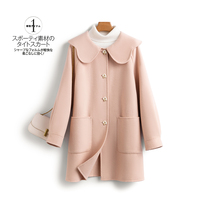 2024 New Petal Collar Double-sided Cashmere Coat Womens Mid-Length Off-Season Small Double-sided Woolen Coat