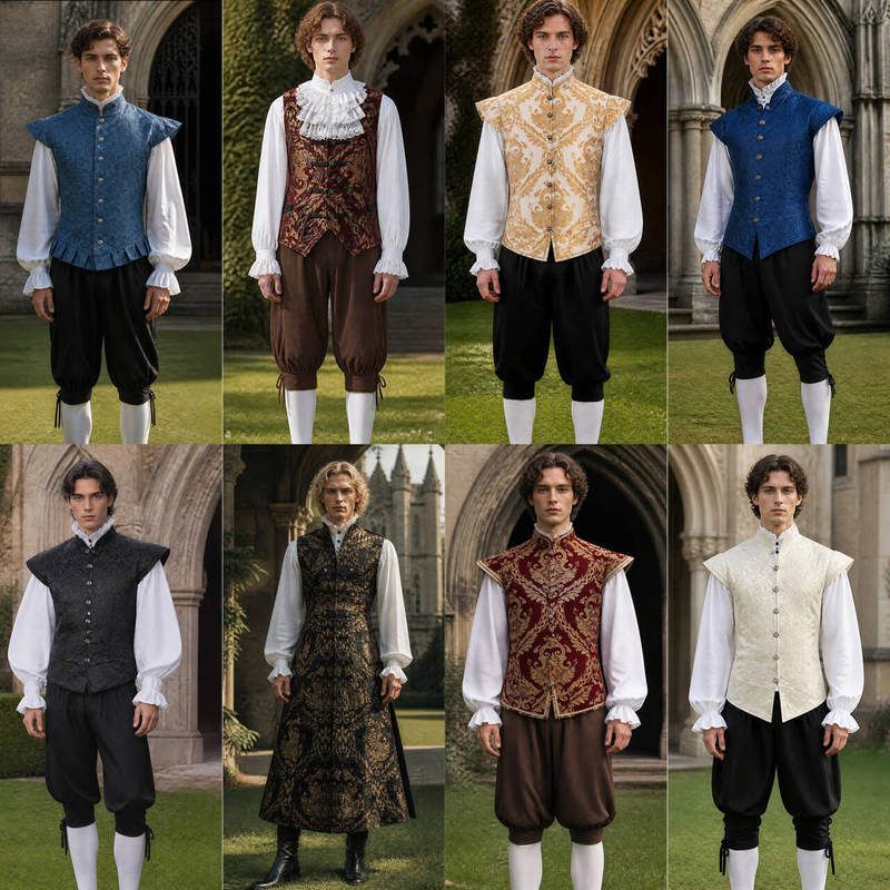 Halloween Renaissance Tudor-Style Vest Medieval Vest Steampunk Stand-Up Collar Ruffled Hem Costume Halloween Renaissance Tudor-Style Vest Medieval Vest Steampunk Stand-Up Collar Ruffled Hem Costume
