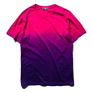 Thời trang đường phố 2018 màu đường phố thế giới tie-dyed gradient tay áo ngắn mùa hè cổ tròn chất béo áo thun size lớn nam