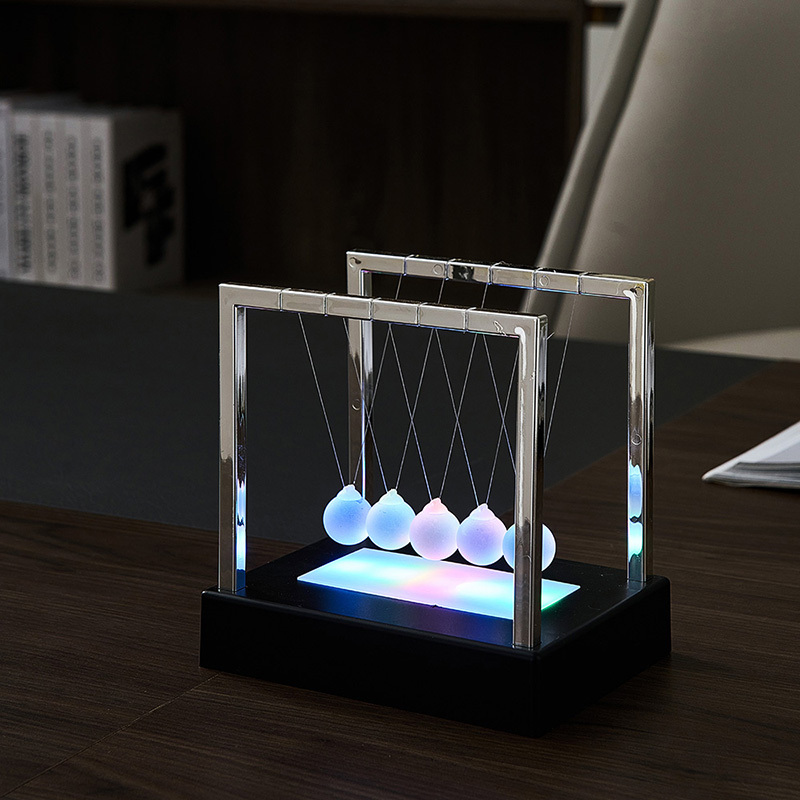Creative Luminous Stress-Relief Magnetic Levitation Chaos Desktop Ornament for Girls, Perpetual Motion Newton's Cradle Ball Office Decoration