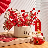 Праздничный Hongguo Fortune Ferry Ferry False Flower Flower Living Room Столовый стол цветочный арт обстановка над новогодним весенним фестивалем украшения декоративное украшение