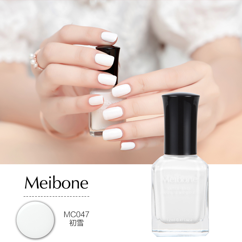 Meibone water-based healthy nail polish white nail polish can be peeled and pulled non-toxic pure white milk white snow white