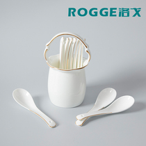 ROGGE bone china spoon 10 pack with spoon cage spoon ceramic small spoon porridge spoon home eating spoon