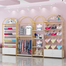 Lingerie display stand against the wall bra pajamas hanging side hanging underwear display gold light luxury underwear clothing store shelves