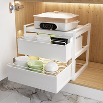 Kitchen cabinet drawer drawer drawer partition layered frame flavor dish dish draw-up box dish frame