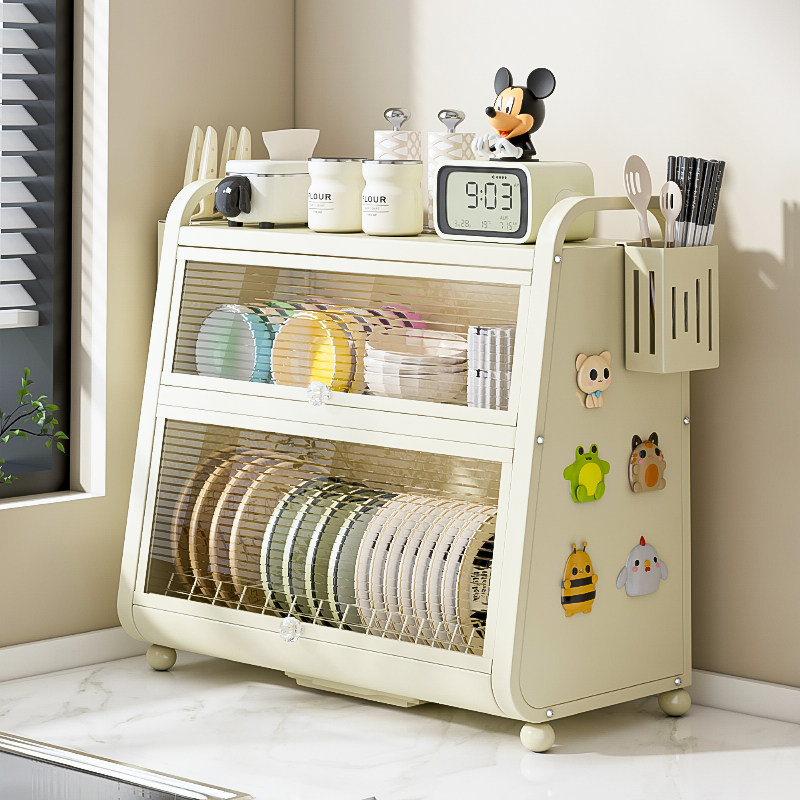 雅图诗厨房碗盘柜碗碟收纳层架台面家用碗盘置物放餐具碗筷子盒沥水架