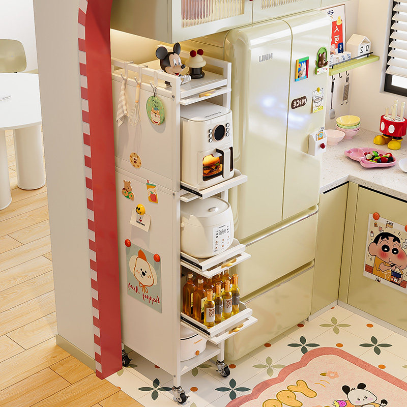 雅图诗夹缝收纳柜抽屉式冰箱侧窄边高柜厨房置物架门后缝隙储物柜