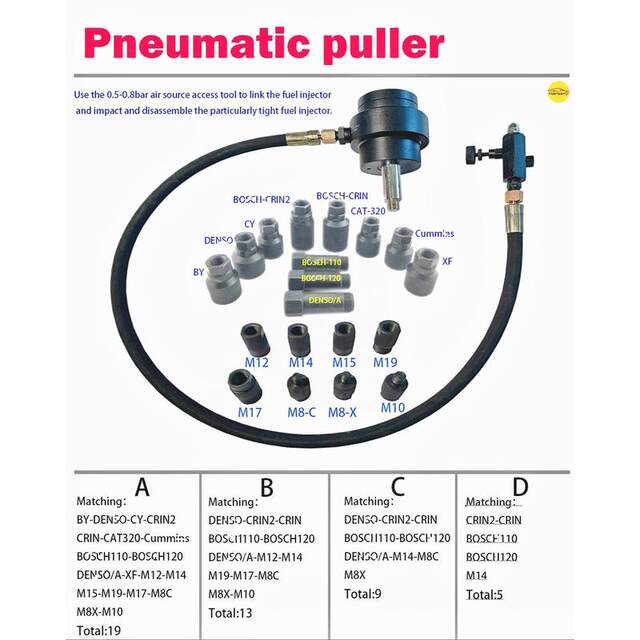 1000NM pneumatic fuel injector removal pull-out pull-out pull-out pull-out pull-out tool set quick fuel injector car disassembly