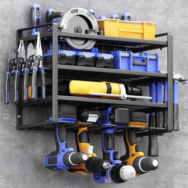 New four-layer wall-mounted power tool storage rack heavy duty floating tool rack handheld electric drill storage rack