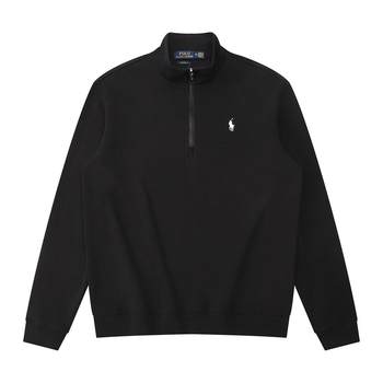 Polo stand-up collar cotton sweater pony half-high zipper men's casual wear and versatile paul pullover new product
