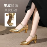 Кожаная золотая латинская танцевальная обувь 2024 Новая овчина стандартная танцевальная обувь