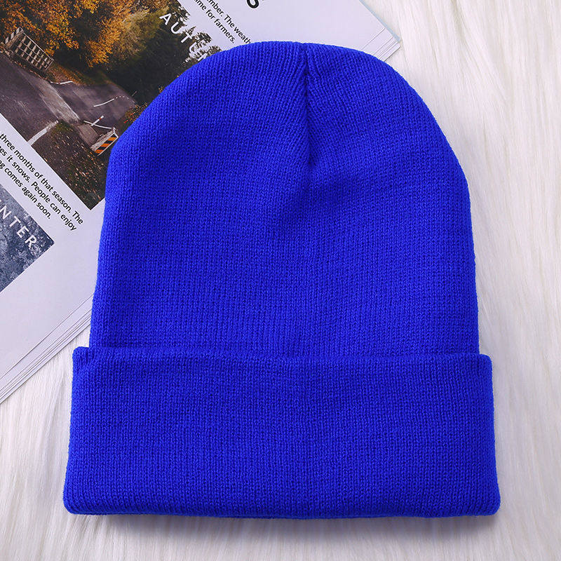 Klein Blue Korean Version Tide 100 Hitch Knit Hat Lady Candy Color Street Dance Couple Student Autumn Winter Cash Wool Hood Male