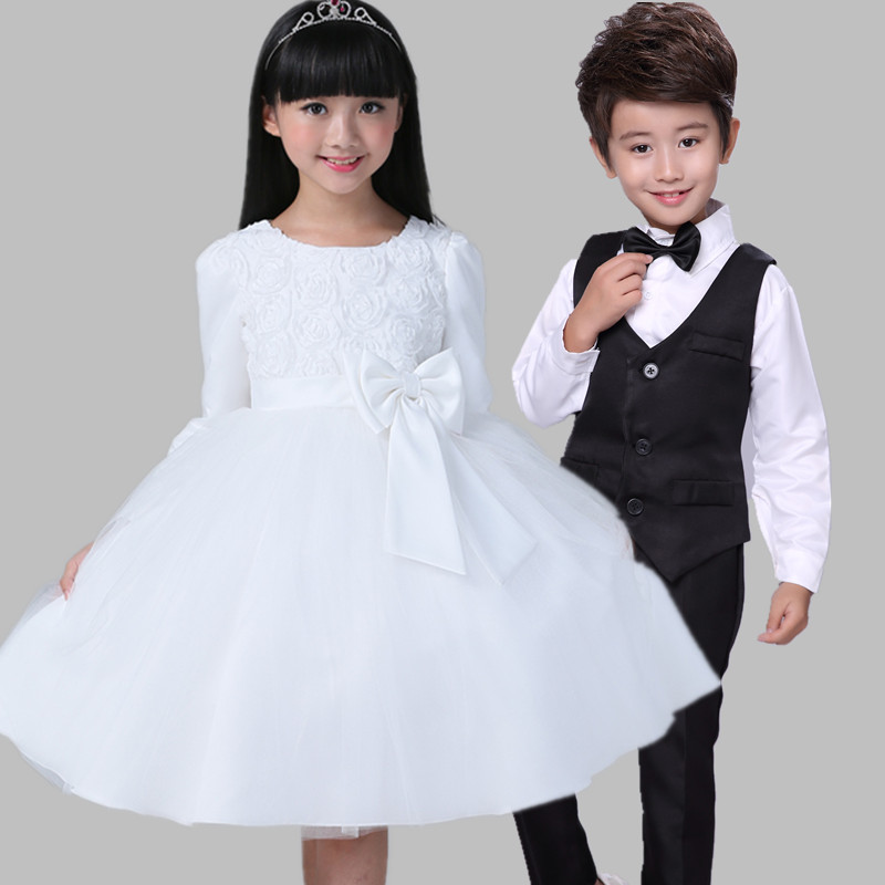 Quần áo trẻ em hợp xướng quần áo khiêu vũ cô gái phun công chúa váy mùa thu và mùa đông học sinh tiểu học và trung học bộ đồ nhảy bé trai 