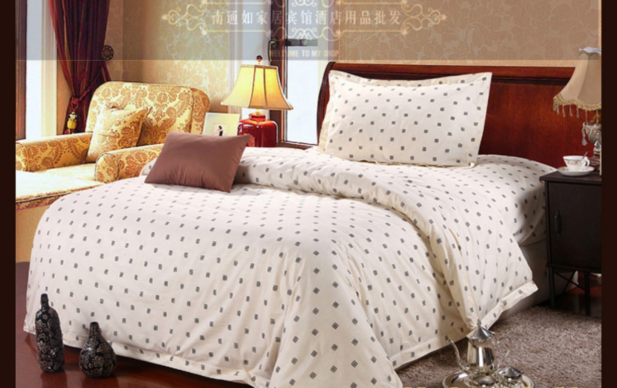 Khách sạn giường ngủ ở bán buôn bông hoa kích thước in lưới Mitsubishi wicker hoa gia đình lanh chăn bốn - Bộ đồ giường bốn mảnh chăn ga everon 2020