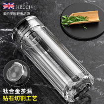 HHRCCI Crystal Double Glazed Cup Lady High Face Value Office Mens Upscale Tea Cup Pure Titanium Water Cup