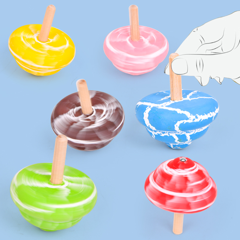 Wooden cool crack hand-turned spinning top children's traditional toys kindergarten boys and girls birthday gifts