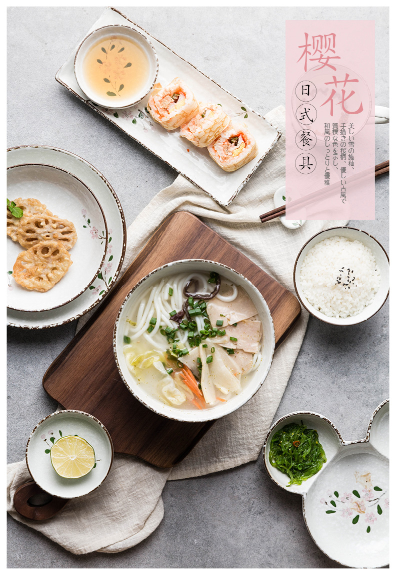 Modern Japanese housewife point sakura snow hand - made ceramic bowl with rainbow such as bowl soup bowl mugs ceramic bowl plate