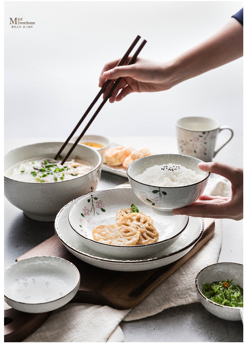 Modern Japanese housewife hand - made ceramic tableware blossoms sushi plate household rice bowls bowl rainbow such as bowl food dish