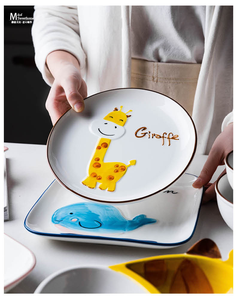 Modern housewives express animals ceramic bowl children cartoon creative dishes suit household dish dish dish bowl for breakfast