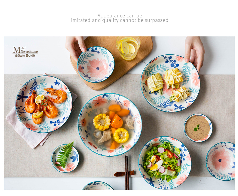 Open to booking a modern housewives fang jing dishes suit Japanese ceramic dishes rainbow such as bowl soup plate microwave household utensils