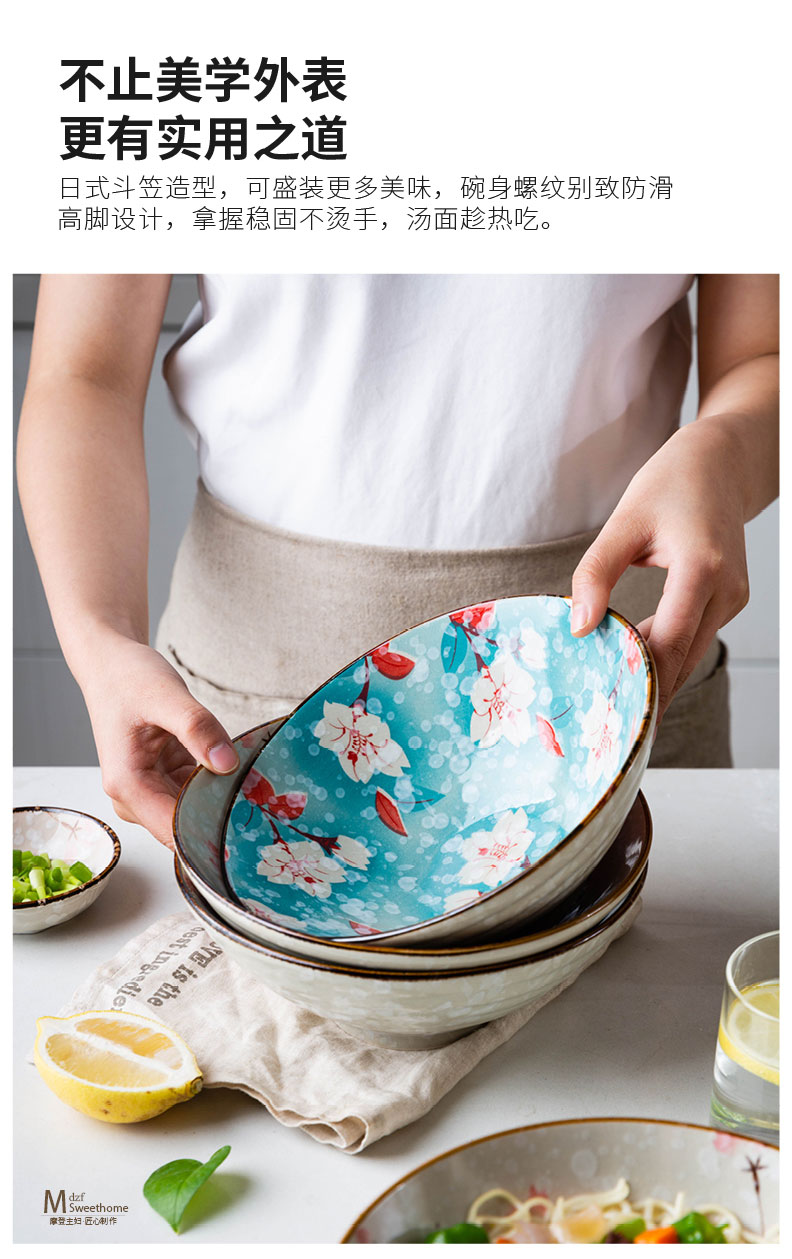 Modern Japanese housewife ceramic rainbow such as bowl bowl large bowl pull rainbow such as bowl hat to a salad bowl household mercifully bowl of noodles