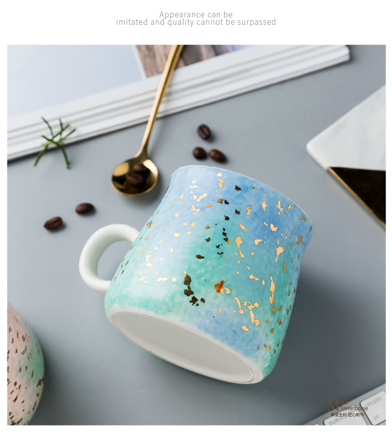 Modern housewives watercolor mark cup glass ceramic cup couples creative glass coffee cup home office home