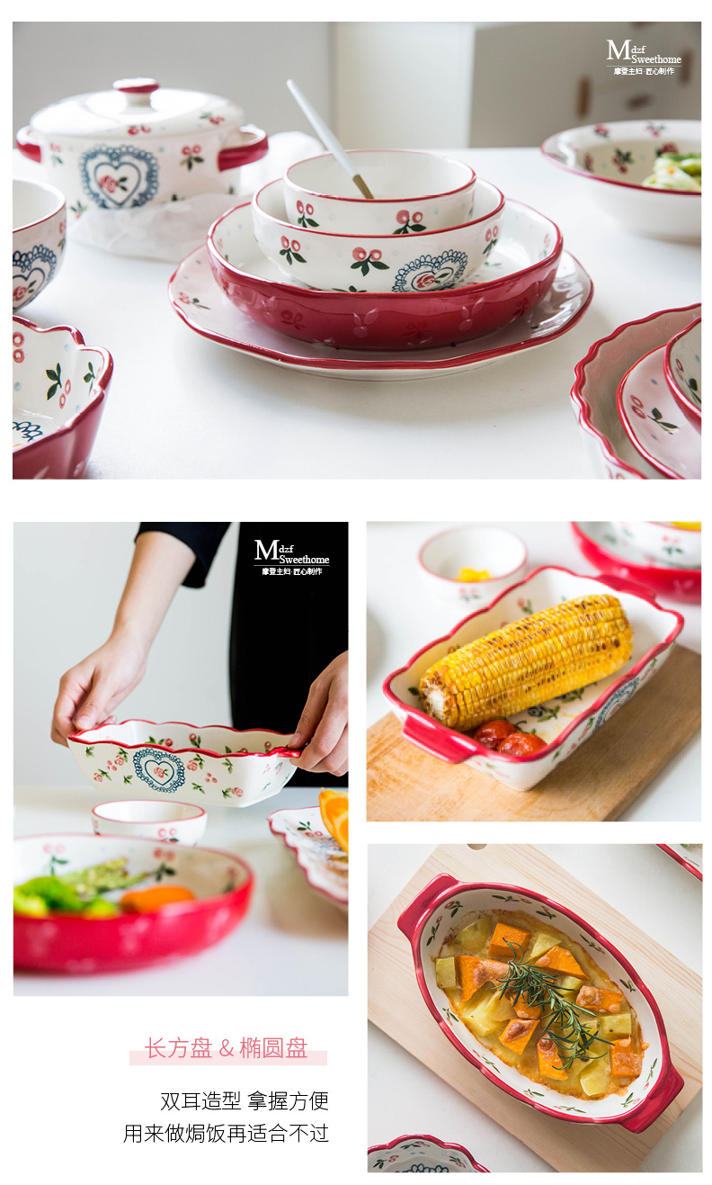 Modern Japanese housewife tableware cherry creative ceramic bowl of soup bowl rainbow such as bowl dish dish dish dish