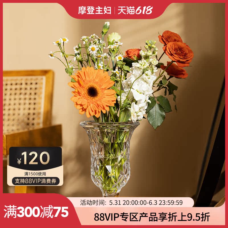 Morden Housewives Nordic Ins Nets Red Light Luxury Vase Glass Transparent Flower Arrangement Rose Flowers Living Room Table Hem