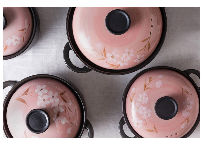 Modern housewives cherry series gas soup pot stew sand pot Japanese household ceramics congee soup stewing pot of stew