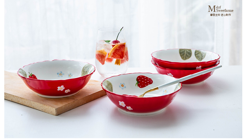 Modern housewives, lovely fruit salad bowl creative household ceramic bowl breakfast bowl strawberry dessert bowl bowl of lace