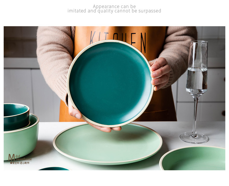 Modern housewives morandi dishes soup bowl salad bowl - deep dish western - style food tableware ceramics steak dish dishes suit