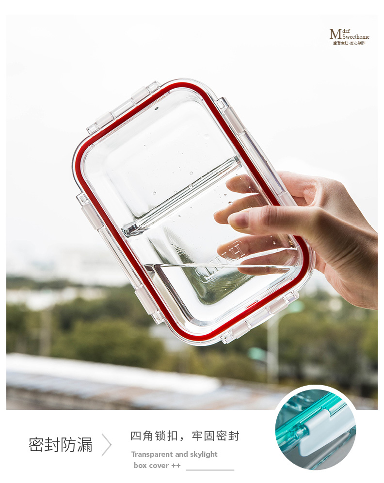 Các bà nội trợ hiện đại Boron thủy tinh nóng Hộp cơm trưa Đặt lò vi sóng Thực phẩm nóng riêng biệt Hộp Bento tươi phủ kín - Hộp cơm điện sưởi ấm hộp cơm cắm điện 3 tầng
